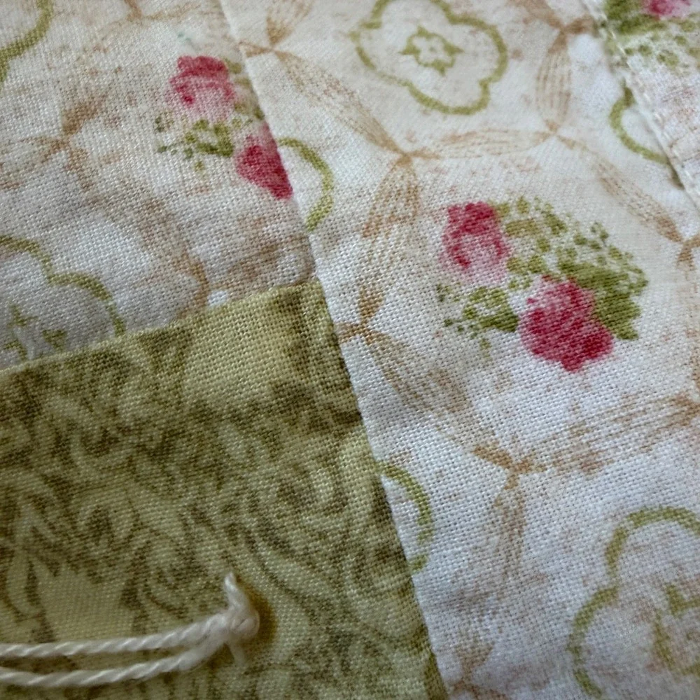 Prayers & Squares Handmade Prayer Quilt Green Floral Red Cross Lap Throw 44x56